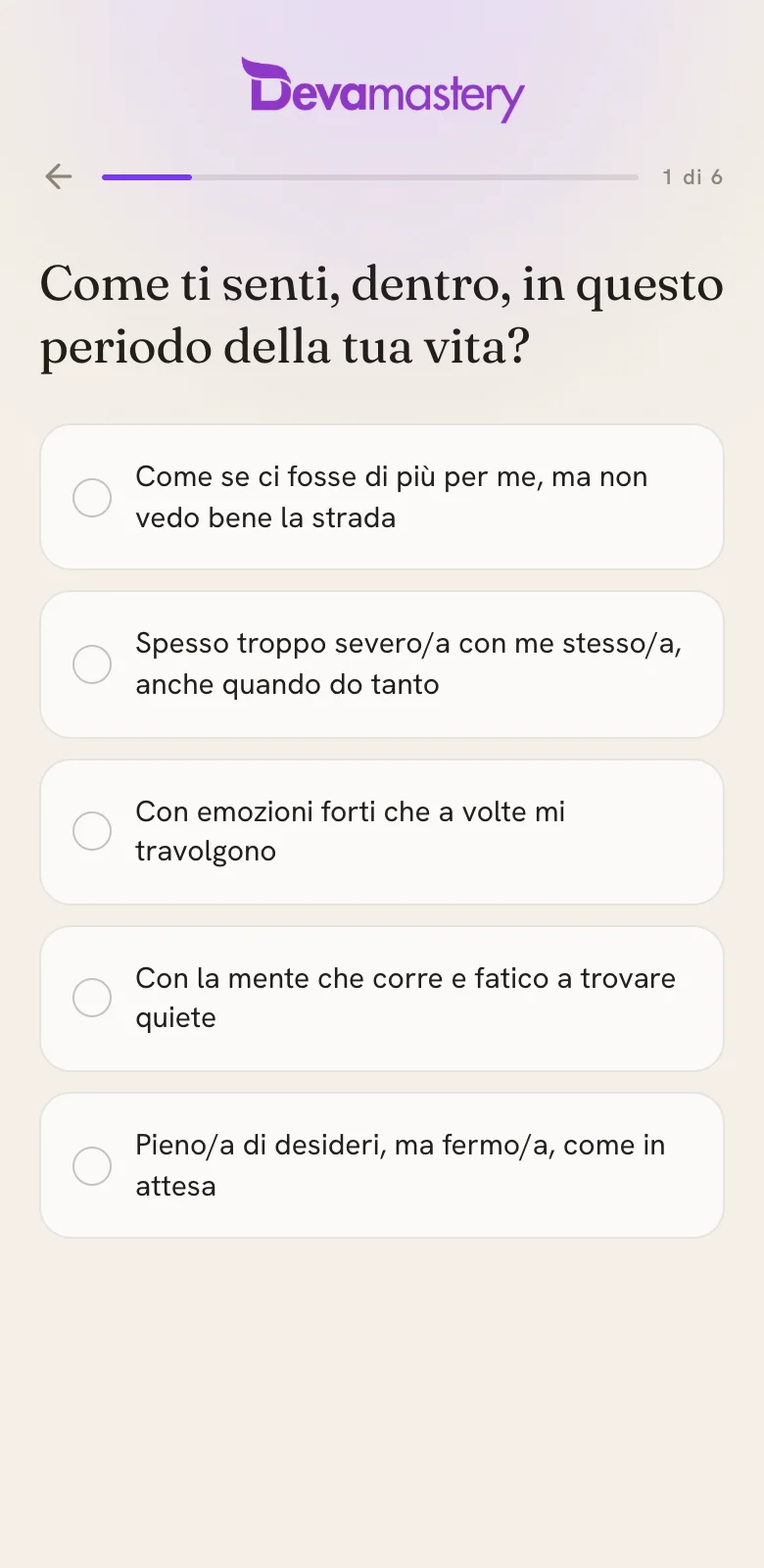 Una domanda del quiz Deva Mastery